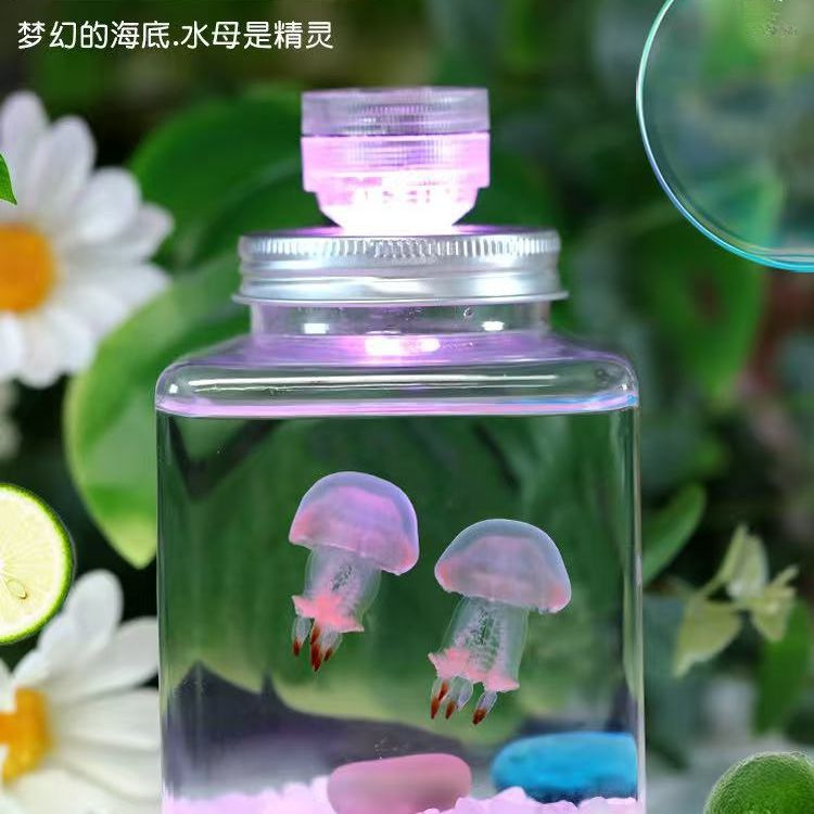 Jellyfish Live Tank Suitable for Domesticated Kidsren, Students, Small Animals, Pets, Mini Lazy Sea Moon, Red Moon Luminous Ecology