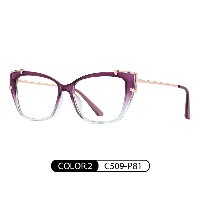 Comercio exterior nuevo Marco de las gafas TJ876 moda europea y americana ojo de gato gafas lisas TR + metal mixto anti-azul gafas de luz