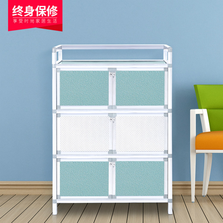 Cupboard Kitchen Cabinet Simple Assembly Multifunctional Small Cabinet Aluminum Alloy Household Modern Simple Cupboard Cupboard
