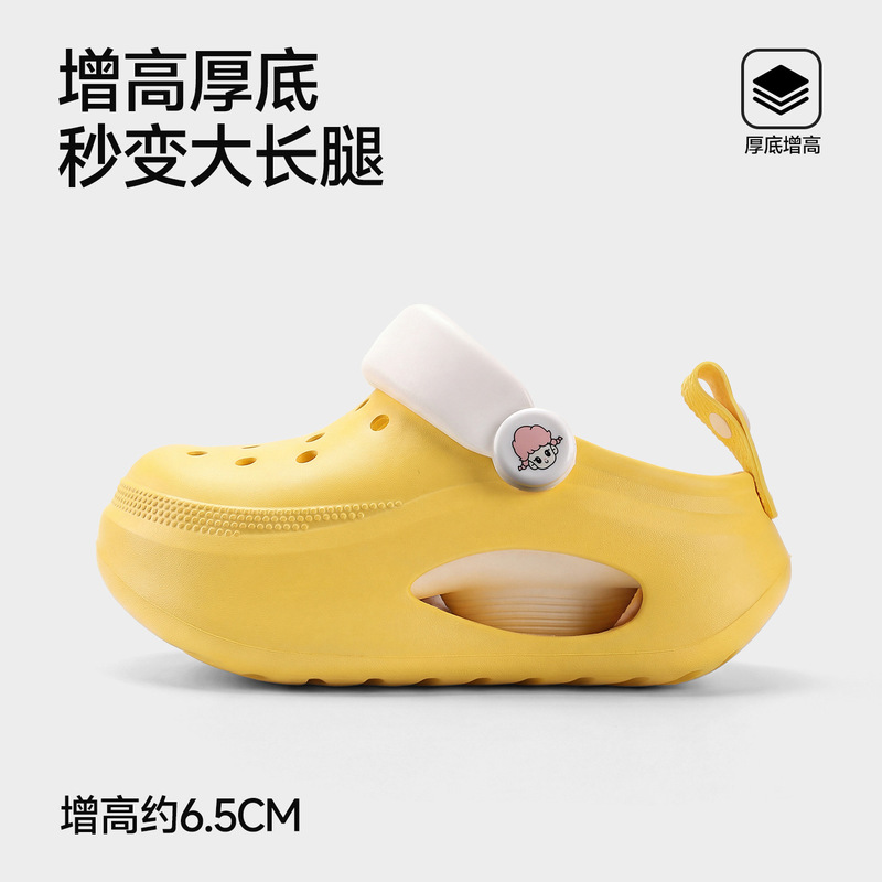 Qidan Shoe Factory Thick-Soled Height-Increasing Clogs for Women, New Spring/Summer Model, Non-Slip Fashionable Outdoor Beach Sandals for Women