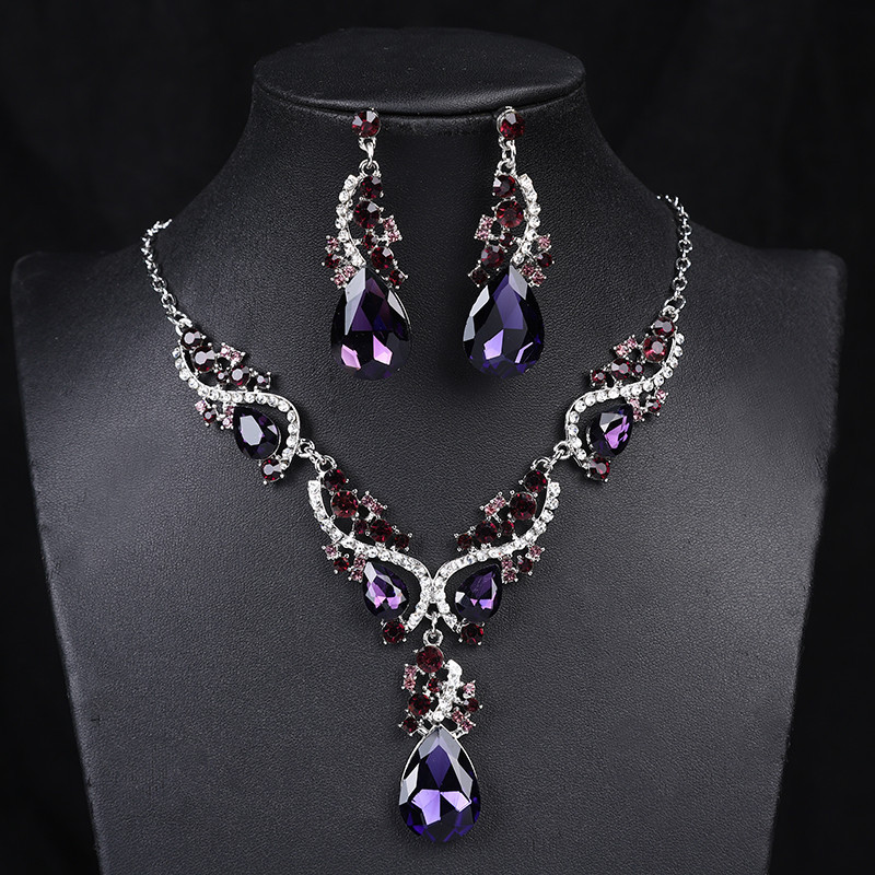 Nuovo set di gioielli placcati in lega, collana esagerata, orecchini, set di gioielli vintage_voghion.com