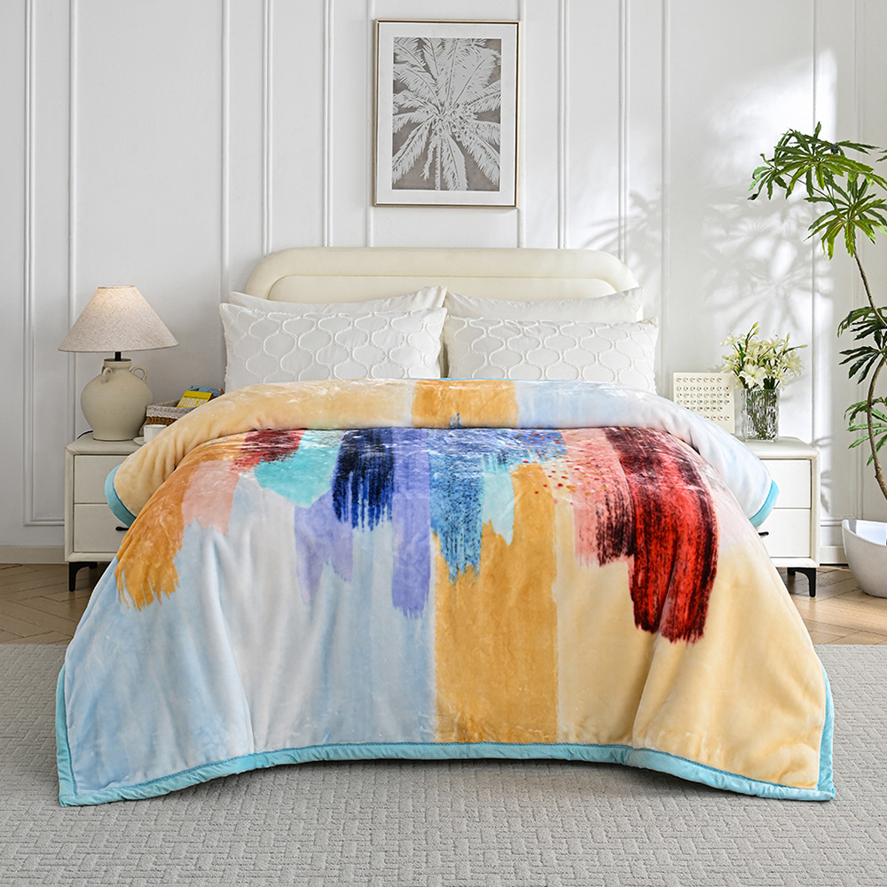 Nueva franela de leche gruesa de comercio exterior, manta de impresión cálida y agradable para la piel en invierno, manta de sofá, manta transfronteriza