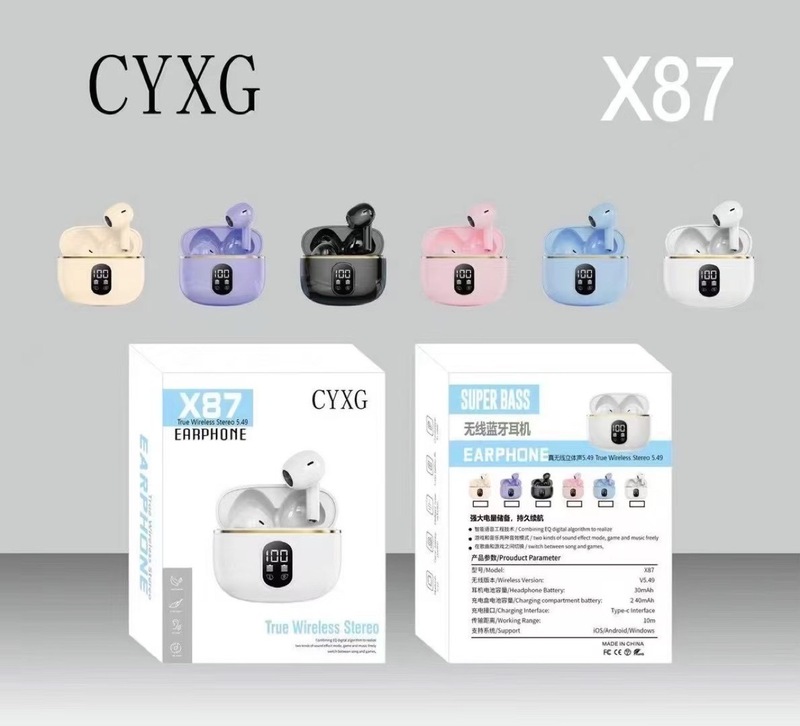 跨境热销款X87无线蓝牙耳机TWS双耳真无线入耳式立体声数显长续航|undefined
