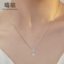 嘻咕D0551 S925银皇冠爱心项链女轻奢复古高级感2024新款原创设计