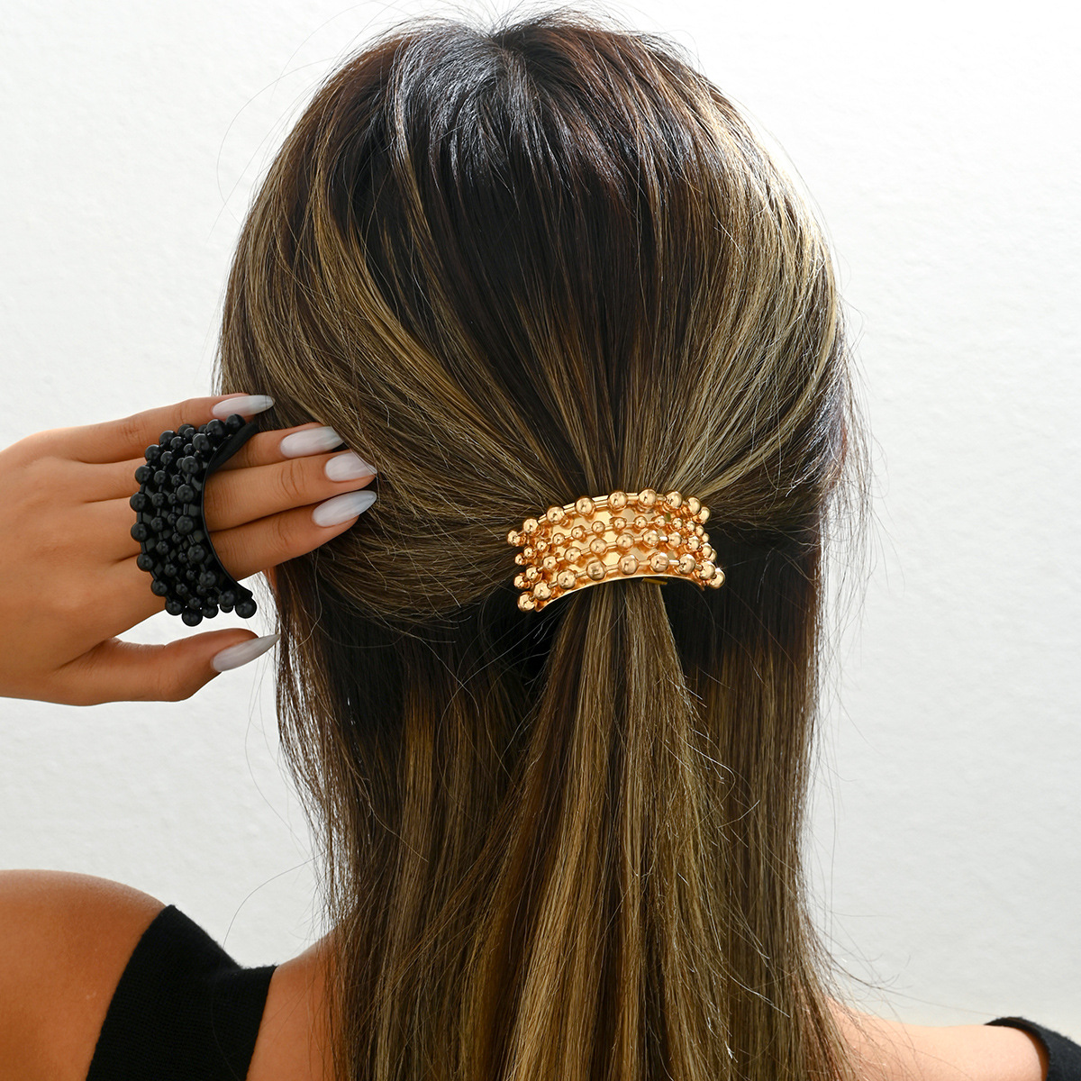 Ventas transfronterizas de joyas para el cabello nuevos anillos para el cabello simple en forma de U abrazadera para el cabello geometría cuadrada de metal joyas de cuerda de caballo