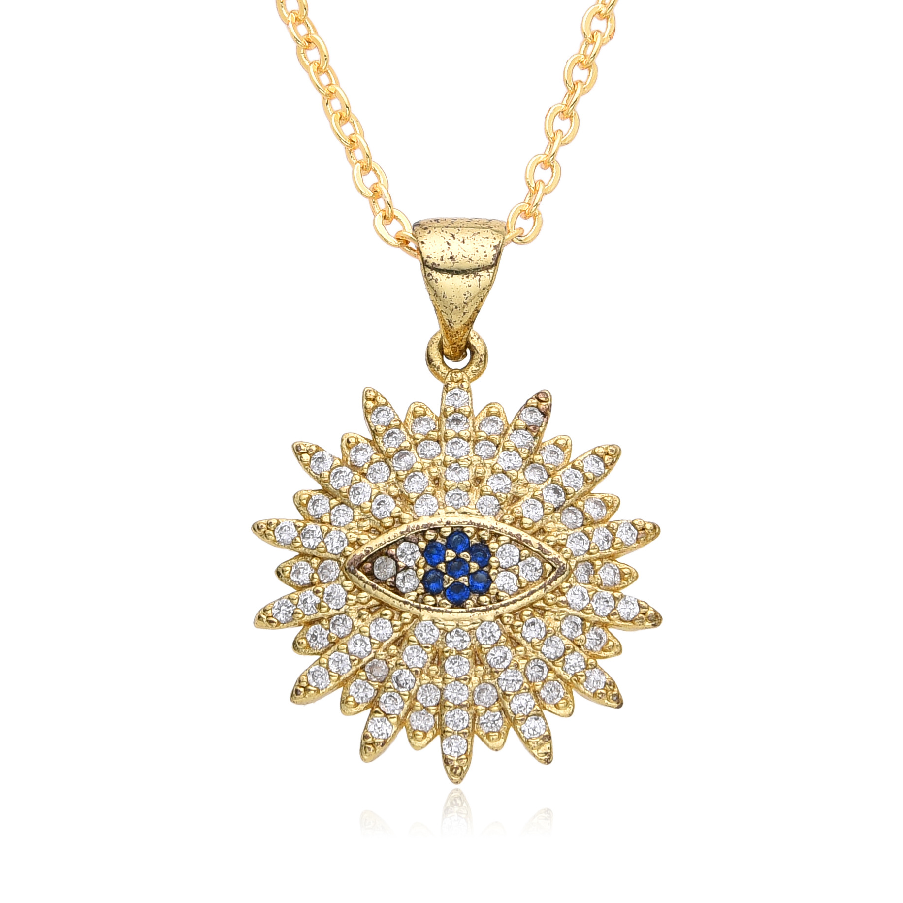 14g Weight Copper Pendant Material Zircon Inlay Material Pendant Necklace Classification Copper Chain Material cable chain Chain Type 1 Piece Quantity Holiday, Daily Occasion Copper Material Eye Pattern Women's Gender Inlay Design Shiny, IG Style Style Copper Inlay Eye Zircon Pendant Necklace 4