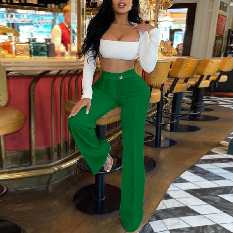 Îmbrăcăminte pentru femei pantaloni casual noi toamnă cu temperament nou pentru navetă pantaloni evazați pantaloni versatili la modă pentru femei_voghion.com