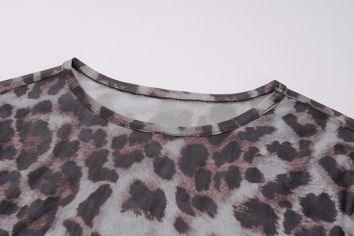 Women Autumn Personality Leopard Print Printed Mesh See through Dress 12 Women Autumn Personality Leopard Print Printed Mesh See through Dress