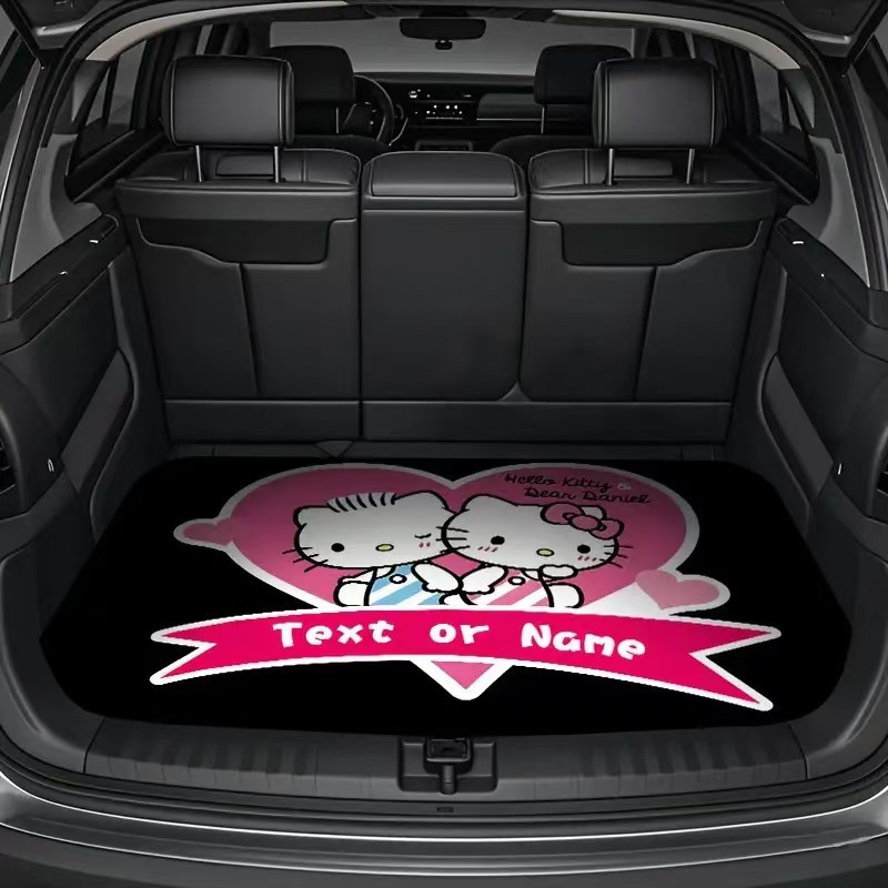 TEMU branded and shipped cute Hello Kitty car trunk mat, dirt-resistant, dust-proof, non-slip, easy to maintain car floor mat