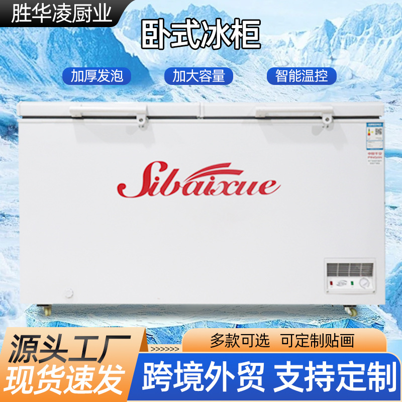 Horizontal Freezer Commercial Hotel Restaurant Kitchen Single and Double Temperature Refrigeration Freezer Household Horizontal Refrigerator Horizontal Freezer