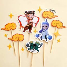 网红哪吒魔丸降世公仔摆件烘焙儿童生日哪吒蛋糕装饰手办插牌插件|undefined