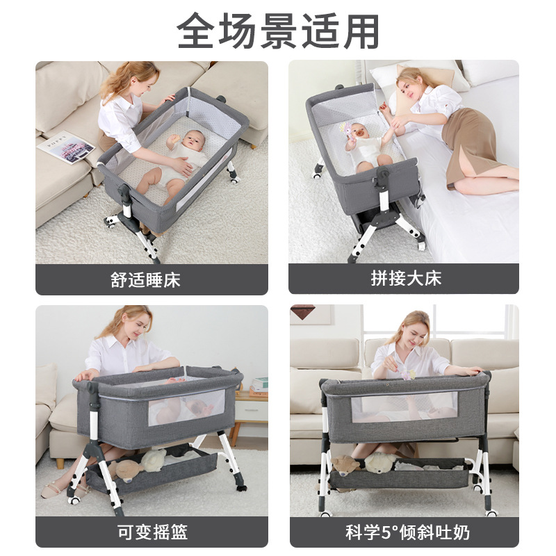 Cama de bebé móvil cuna cama portátil 2 en 1 plegable multifuncional bb cama recién nacida cama de empalme