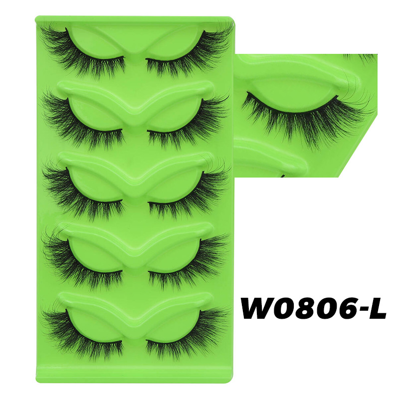 Pestañas Postizas de la Ciudad de Pingdu, Suministro Estable Transfronterizo, Pestañas Gruesas de Ojo de Gato en Ángulo, Estilo Europeo y Americano, 5 Pares, 10 Pares