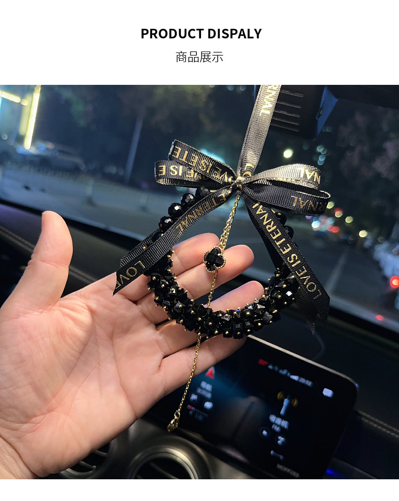 Full diamond handmade crystal car pendant creative luxury high-end rearview mirror car hanging chain decoration car interior goddess