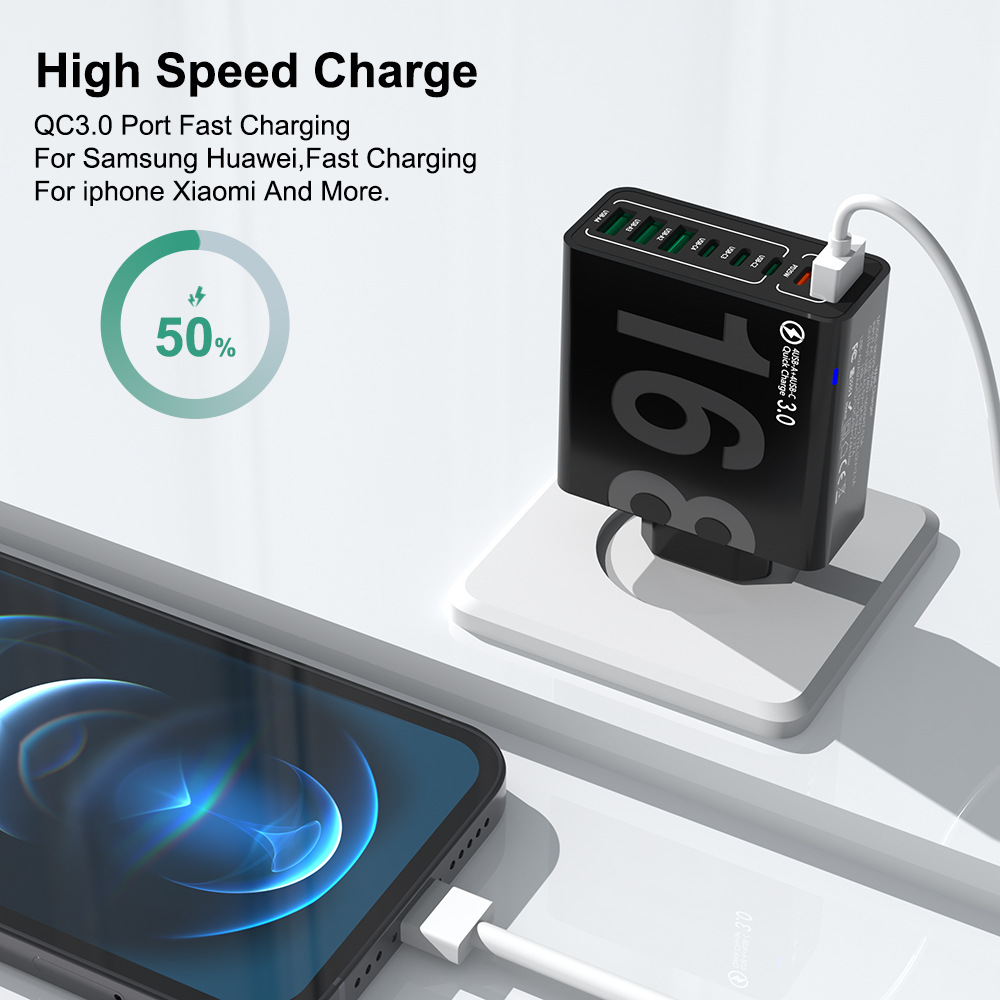 QC3.0 8 Portlu USB Sürətli Şarj Cihazı 30W