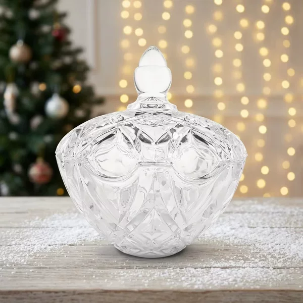 New Crystal Glass Box Christmas Decoration Jar Candy Jar Jewelry Storage Box Candy Jar