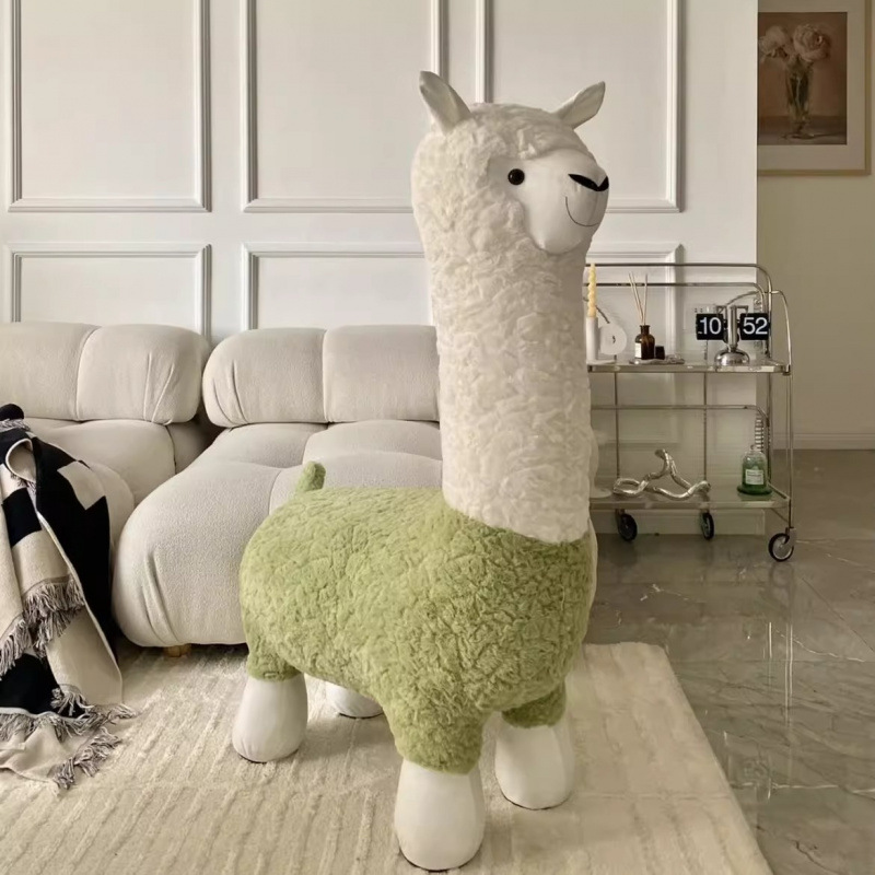 Internet celebridad creativa taburetes de alpaca de tamaño grande sala de estar adornos de suelo asiento de animales de peluche regalo de mudanza de nuevo hogar