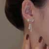 Diamond crystal earings with bow, fashionable earrings, design silver needle, trend of season