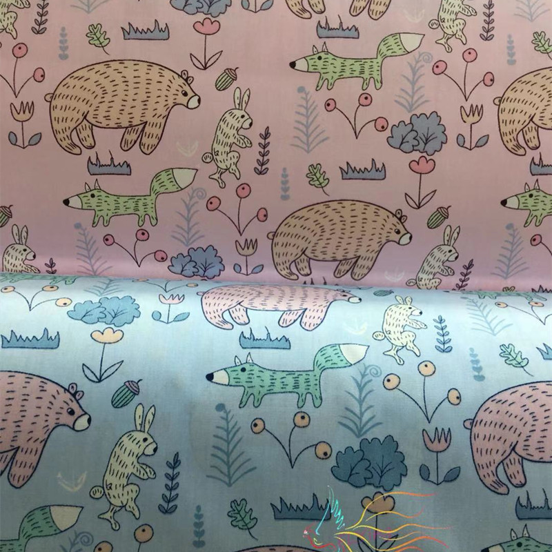 斜纹全棉花卉类印花布料卡通纯棉宝宝吃饭衣布料卡通纯棉花布