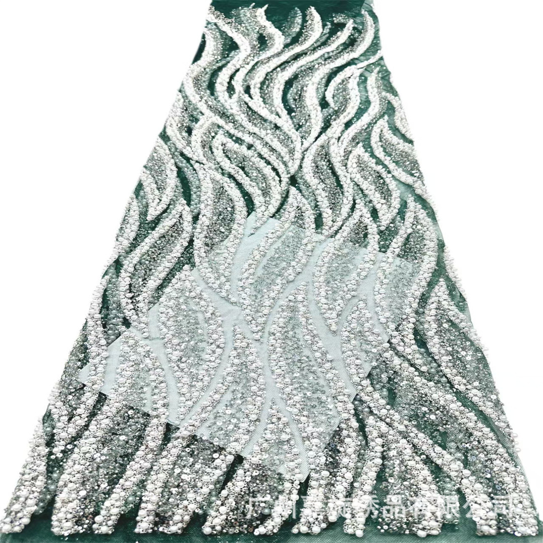 Moda streamlined cuentas de burbuja sequilla tela de malla vestido vestido vestido de boda vestido de rendimiento encaje cuentas de encaje