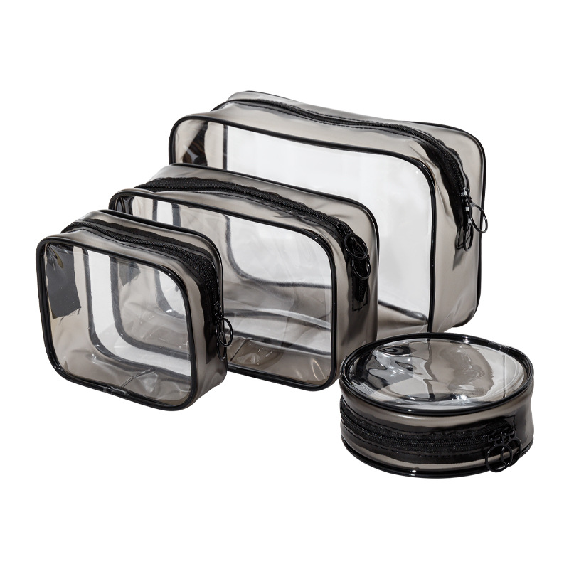 Bolsa de PVC bolsa de cosméticos transparente bolsa de PVC translúcido bolsa de almacenamiento portátil fábrica en stock cubierta de la bolsa de lavado transparente al por mayor