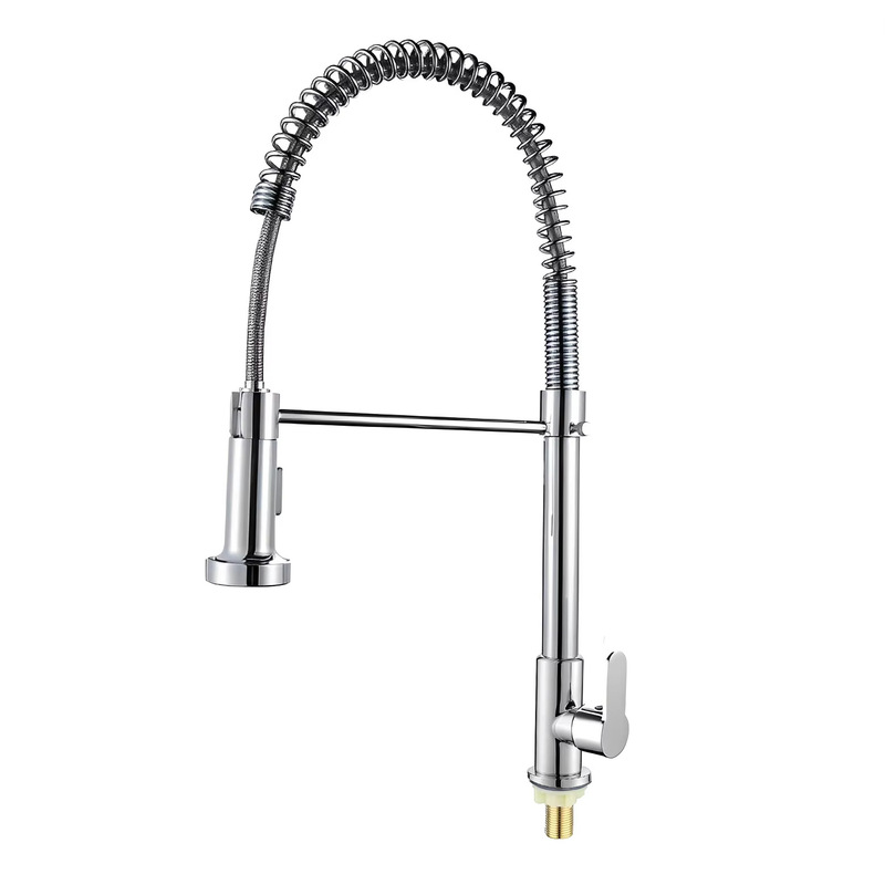 British and German Export Foreign Trade Stainless Steel Pull-Out Sprayer Spring Single-Handle Kitchen Sink Pull-Down Faucet