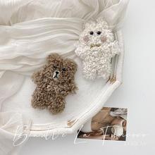 出口韩国毛绒小熊卡通BB夹洗脸化妆掐子ins网红可爱发夹毛毛头饰