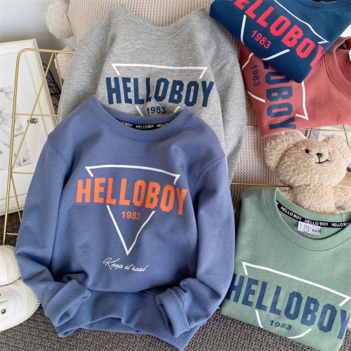 Children's sweatshirts  new boys' spring and autumn tops, medium and large children's long-sleeved T-shirts, Japanese trendy bottoming shirts