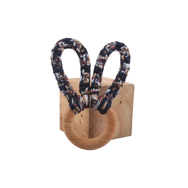 DIY bebé creativo Haya Orejas de conejo mordedor pulsera tejida a mano de algodón cuerda juguete dientes de bebé palo de molienda