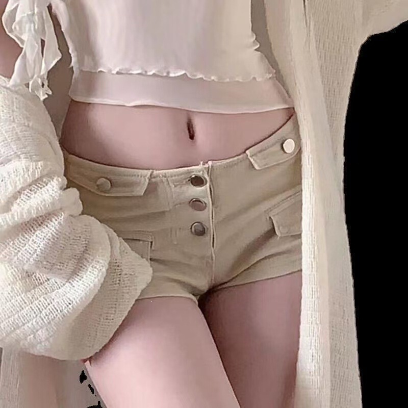 Women's summer denim shorts, slimming, stretchy, sexy hot pants, low-waisted, light-colored, straight-leg, wide-leg pants for petite women Women's summer denim shorts, slimming, stretchy, sexy hot pants, low-waisted, light-colored, straight-leg, wide-leg pants for petite women