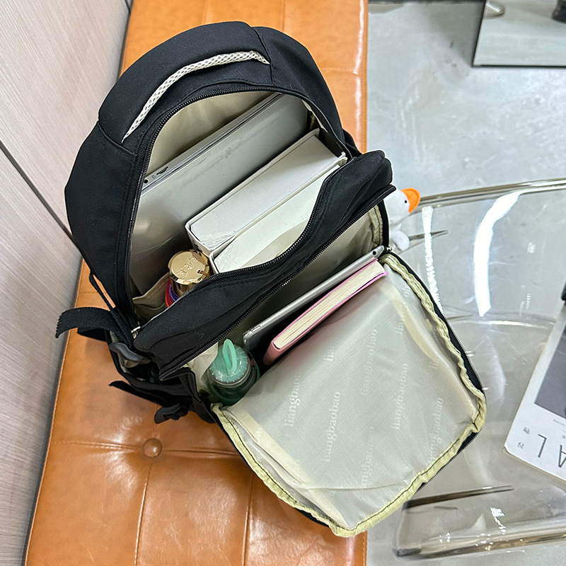 Estudiante de secundaria, niña, estilo coreano casual simple, gran capacidad, escuela de primaria de grado 3-6, mochila ligera de color sólido