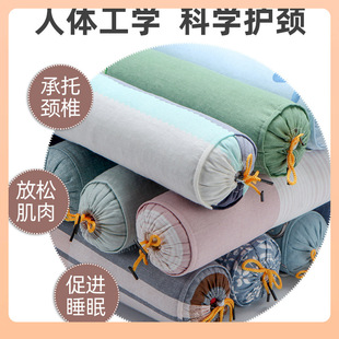 ✅ Buckwheat Skin Cassia Seed Cervical Spine Single Sleeping Neck Pillow Cylindrical Mugwort Neck Pillow Hard Pillow to Aid Sleep