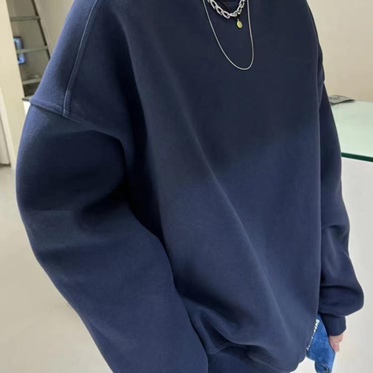 丸首の衛衣の灰色の女性の秋冬の高級感の小さい大衆のデザイン感のゆったりしている大きいサイズの純色の韓国版の怠惰な風の衛衣