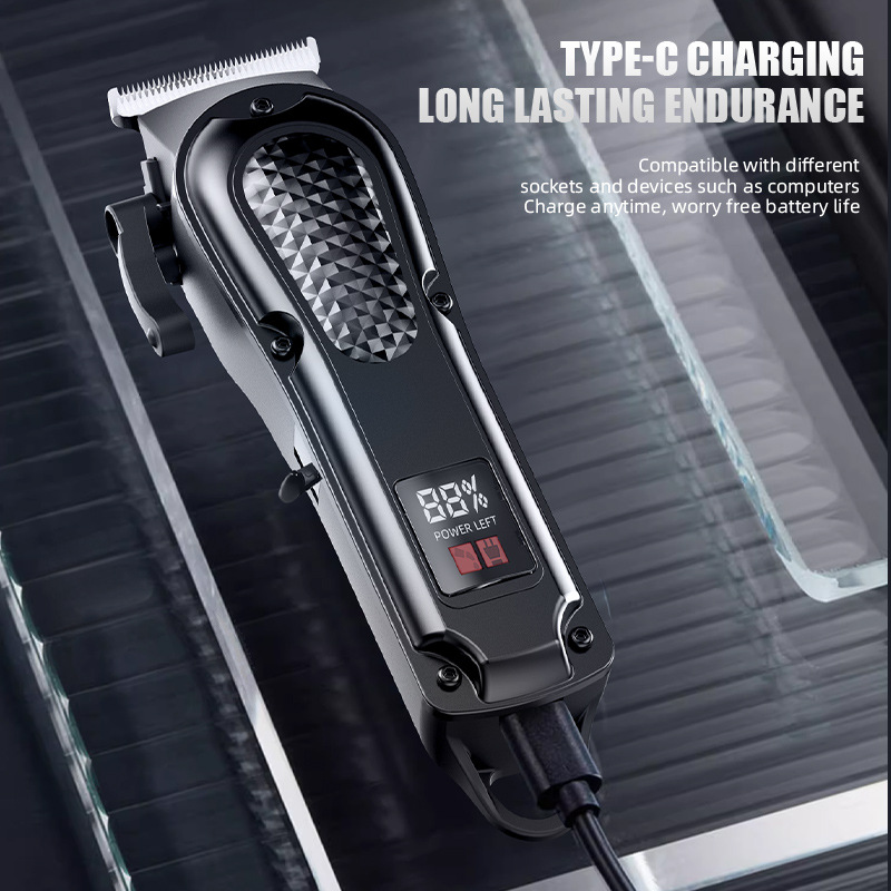 Electric Hair Clipper Set Digital Display Salon Grade Trimmer Engraved Haircut Tool_voghion.com