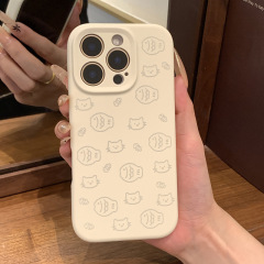 ライン子猫魚 Apple 16 携帯電話ケース 13 模造液体 iPhone 15 楽しい 14 漫画 12 ソフト 11