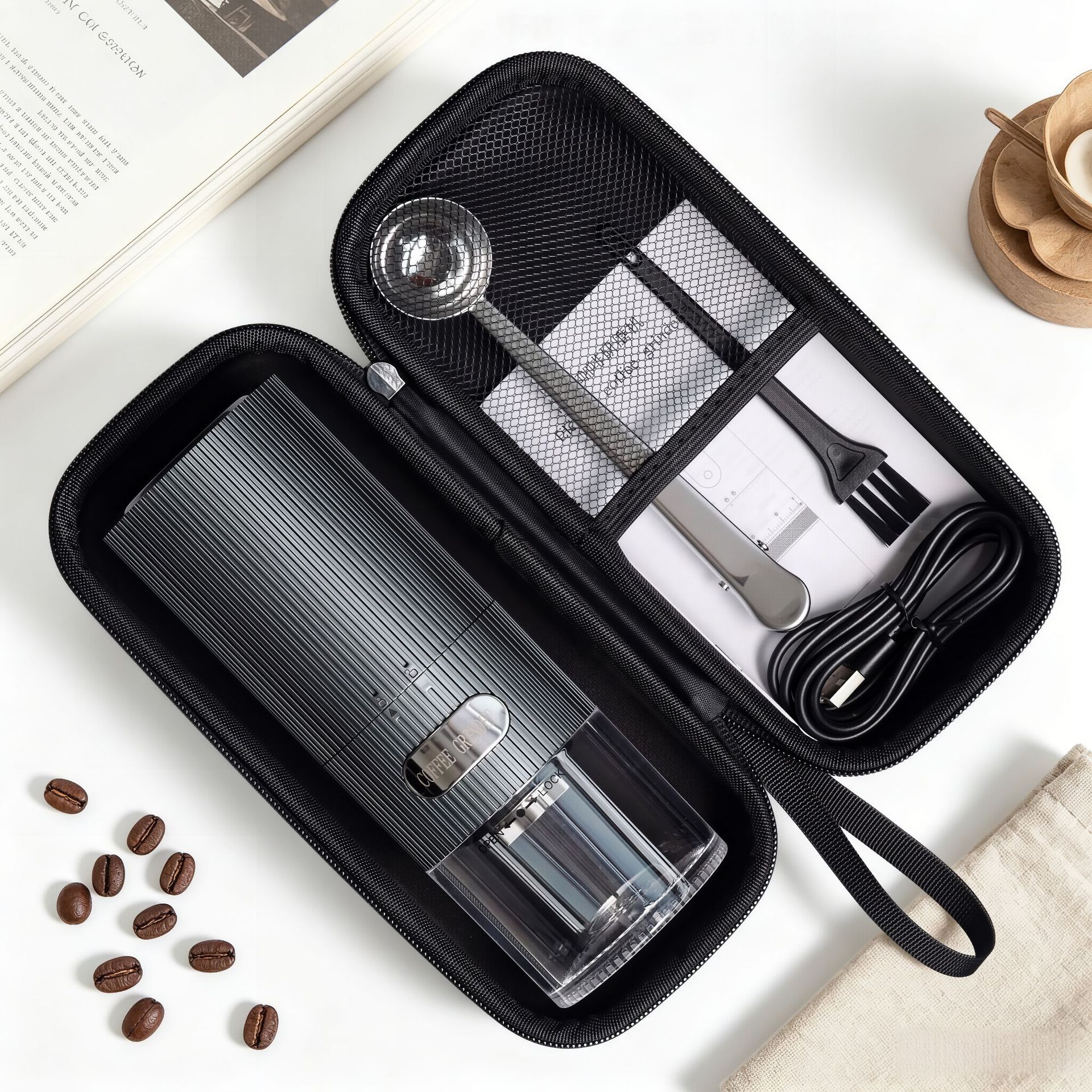 Molinillo de café eléctrico, molinillo de granos, molinillo de café en grano, molinillo totalmente automático, molinillo de café