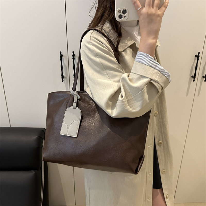 2025新款时尚通勤手提包小众高级感单肩腋下包外出大容量托特女包|undefined