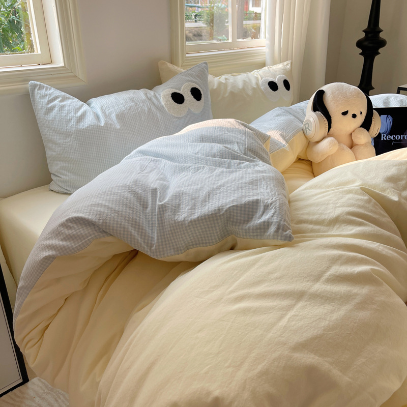 Juego de cama de algodón grueso de cuatro piezas 2025 nuevo estilo dormitorio de otoño e invierno sábanas de algodón funda edredón Juego de cama de tres piezas 4