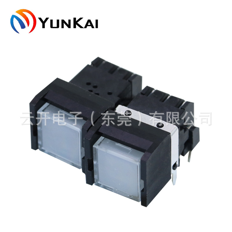 方形透明帽盖 侧插侧按 自复位自锁 发光按键 带灯轻触开关