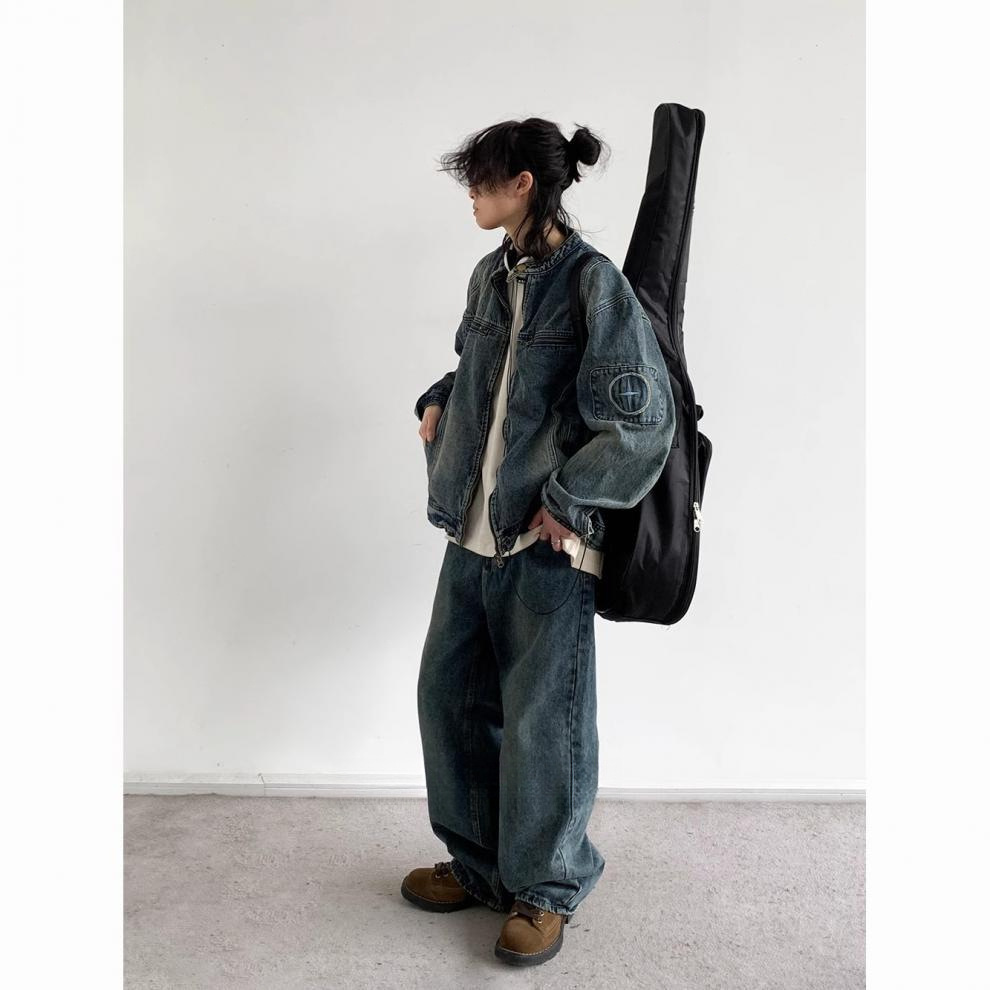 Retro Washed Vintage Denim Jacket For Men And Women Oversized_voghion.com