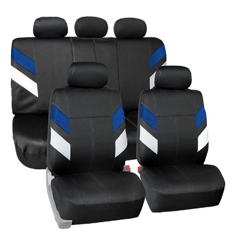 Новый сшитый цвет сращивания синий белый сэндвич черный ПВХ чехол на сиденье автомобиля