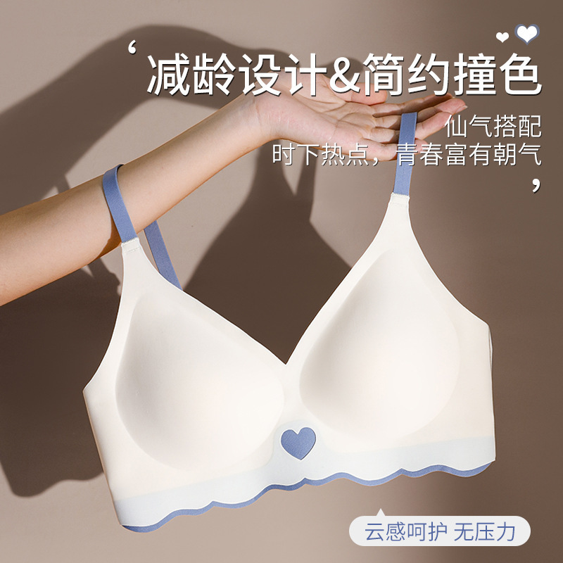 Stealing Thieves Underwear Seamless Bra Girl's Small Chest Gathered Color One-Piece Underwear Bra for Women