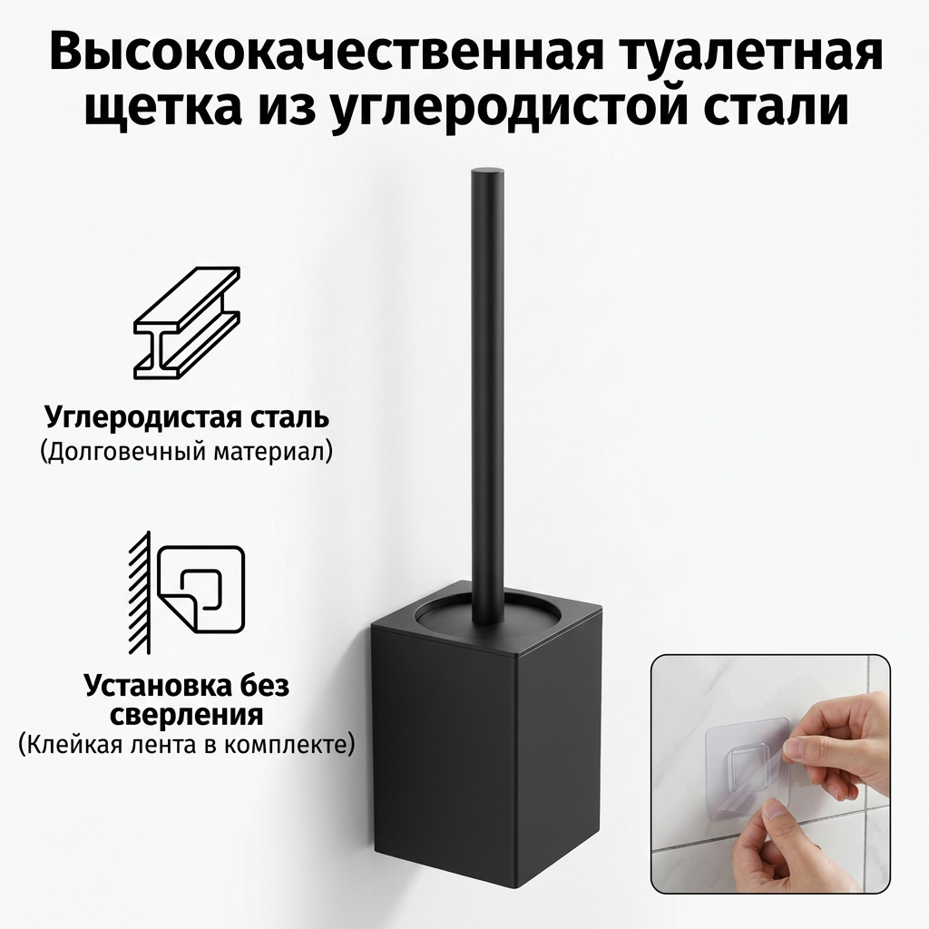 탄소강 블랙 사각 뚜껑 변기솔