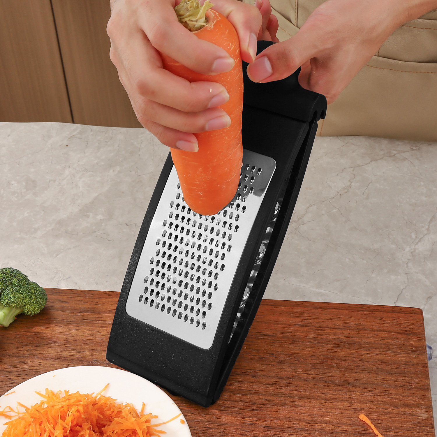 Stainless Steel Double-Sided Folding Multi-Functional Vegetable Cutter Fruit Slicer Kitchen Household Grater_voghion.com