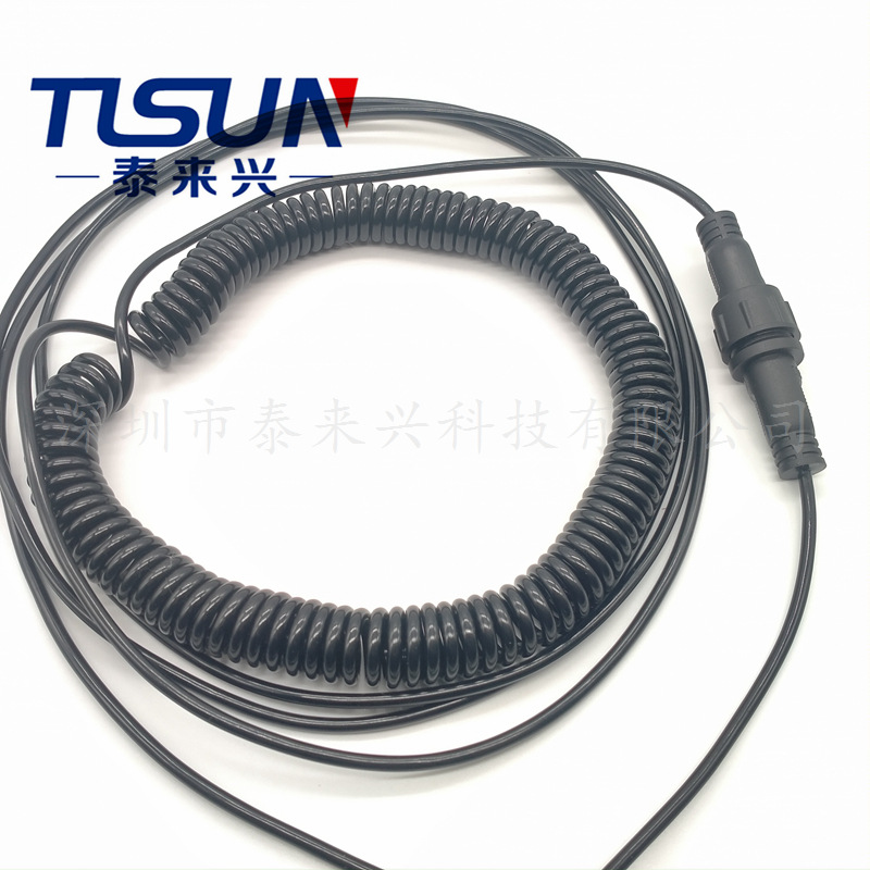TLSUN美标产品 弹簧电缆 PUR-YY黑色亮面 弹弓线 通讯设备用