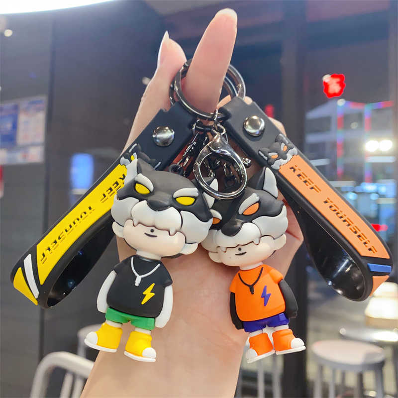 Cartoon cool Wolf youth keychain pendant cute couple schoolbag ornaments boys car key chain gift batch Cartoon cool Wolf youth keychain pendant cute couple schoolbag ornaments boys car key chain gift batch