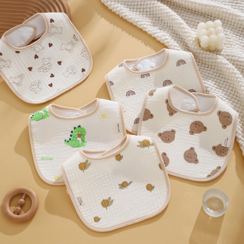 Baby cotton U-shaped waterproof bib Class A children's gauze saliva towel for boys and girls baby eating bib manufacturers wholesale
