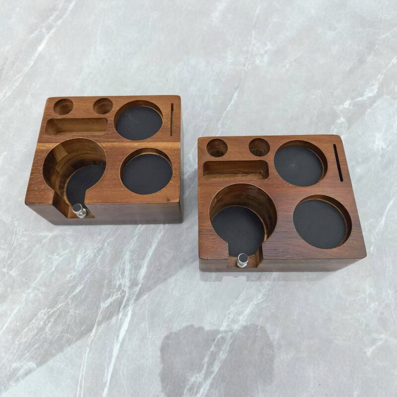 Acacia Wood Coffee Machine Accessories with Handle Coffee Bean Grinder Coffee Handle Support Frame