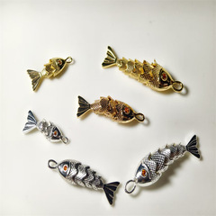 銅メッキリアルゴールド立体鯉魚ペンダント diy ペンダントイヤリングネックレス衣類ヘアピン手作りジュエリーアクセサリー