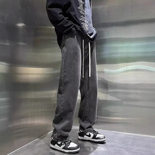National Trend Loose Straight Leg Wide Leg Relaxed Straight Jeans for Men and Women High Street Fashion Streetwear Pants